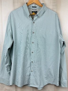 Eddie Bauer Travex Mens Long Sleeve Performance Shirt Green Micro Check XL
